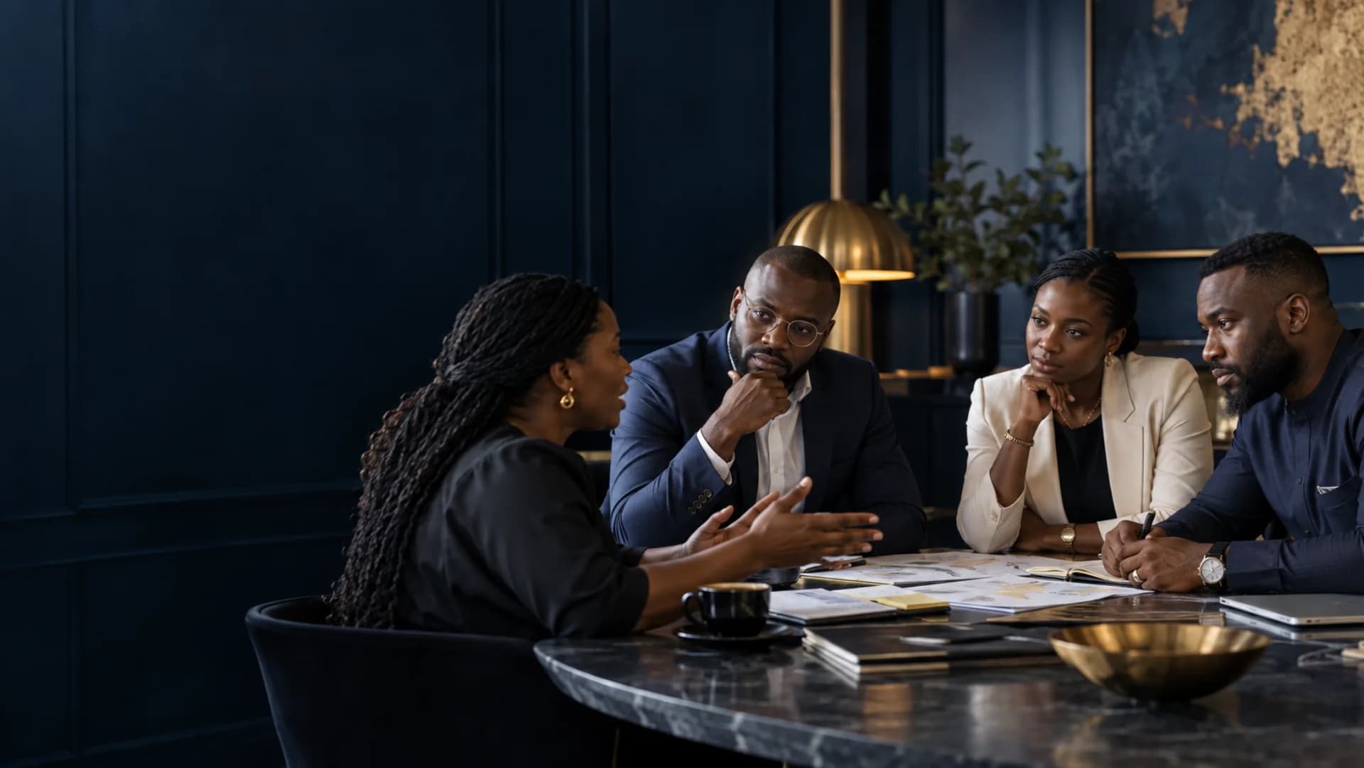 Business leaders listening closely during a customer experience strategy session