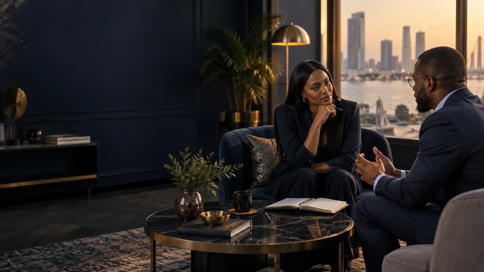A consultant and business leader beginning a focused conversation